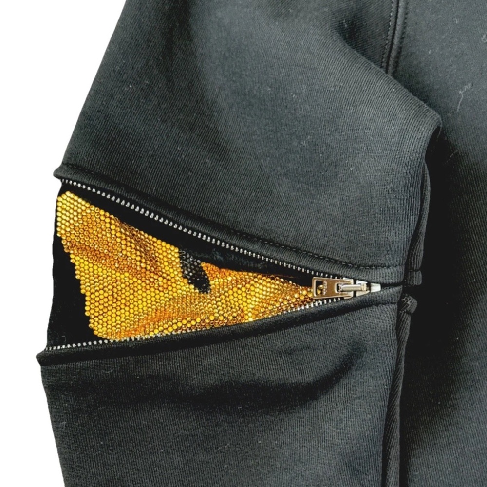 Fendi Monster Black Sweatshirt Zip Sleeves Women’s Large NEW W/O Tags Rare $980 - Picture 3 of 9